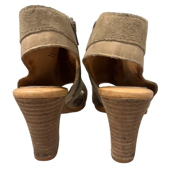 Born Beige Suede Leather Open Toe Bootie Cutout Zipper Sandals Size 8 - Picture 3 of 4